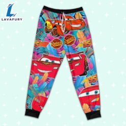 Disney Pixar Cars Lightning Mcqueen Colorful Floral Summer Pattern Pajamas Set - Movie Cartoon Holiday Pajamas