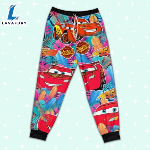 Disney Pixar Cars Lightning Mcqueen Colorful Floral Summer Pattern Pajamas Set – Movie Cartoon Holiday Pajamas