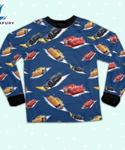 Disney Pixar Cars Lightning Mcqueen Fabric Pattern Pajamas Set - Movie Cartoon Holiday Pajamas