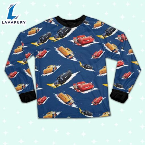 Disney Pixar Cars Lightning Mcqueen Fabric Pattern Pajamas Set – Movie Cartoon Holiday Pajamas