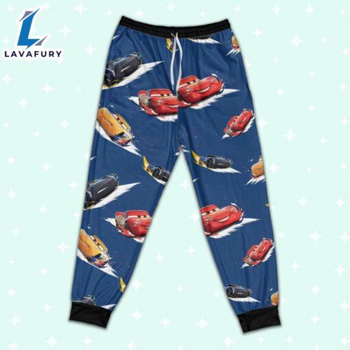 Disney Pixar Cars Lightning Mcqueen Fabric Pattern Pajamas Set – Movie Cartoon Holiday Pajamas