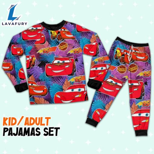 Disney Pixar Cars Lightning Mcqueen Summer Tropical Paradise Pajamas Set – Movie Cartoon Holiday Pajamas