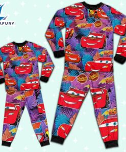 Disney Pixar Cars Lightning Mcqueen Summer Tropical Paradise Pajamas Set - Movie Cartoon Holiday Pajamas