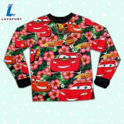 Disney Pixar Cars Lightning Mcqueen Summer Viber Floral Pajamas Set - Movie Cartoon Holiday Pajamas