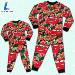 Disney Pixar Cars Lightning Mcqueen Summer Viber Floral Pajamas Set - Movie Cartoon Holiday Pajamas