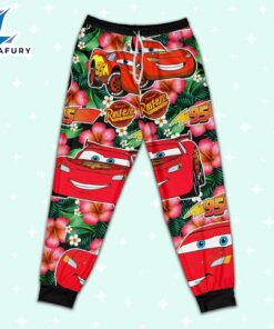 Disney Pixar Cars Lightning Mcqueen Summer Viber Floral Pajamas Set - Movie Cartoon Holiday Pajamas