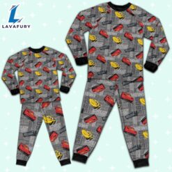 Disney Pixar Cars Multicolor Car Toss Fabric Texture Pajamas Set - Movie Cartoon Holiday Pajamas