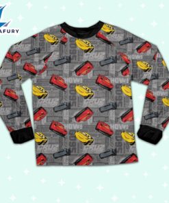 Disney Pixar Cars Multicolor Car Toss Fabric Texture Pajamas Set - Movie Cartoon Holiday Pajamas