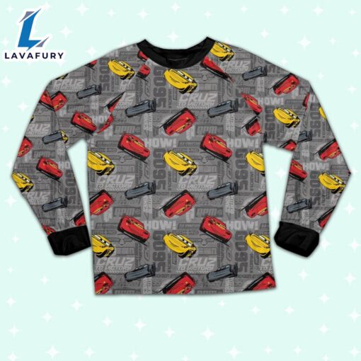 Disney Pixar Cars Multicolor Car Toss Fabric Texture Pajamas Set – Movie Cartoon Holiday Pajamas