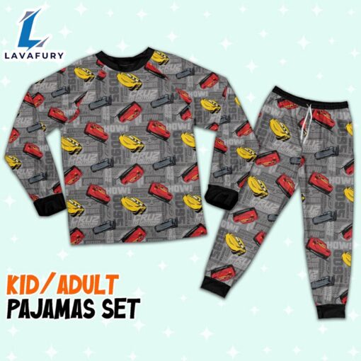 Disney Pixar Cars Multicolor Car Toss Fabric Texture Pajamas Set – Movie Cartoon Holiday Pajamas