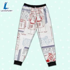 Disney Pixar Cars Schematic Sketch Red and Blue Pajamas Set - Movie Cartoon Holiday Pajamas