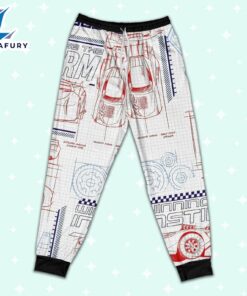 Disney Pixar Cars Schematic Sketch Red and Blue Pajamas Set - Movie Cartoon Holiday Pajamas