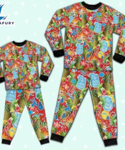 Disney Pixar Elemental Ember and Wade Seamless Pineapple Summer Tropical Pajamas Set - Movie Cartoon Holiday Pajamas