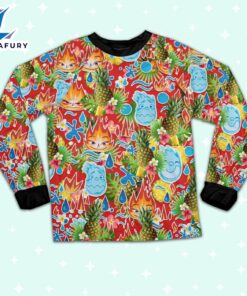 Disney Pixar Elemental Ember and Wade Seamless Pineapple Summer Tropical Pajamas Set - Movie Cartoon Holiday Pajamas