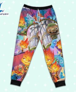 Disney Pixar Elemental Ember and Wade Umbrella Tropical Summer Pajamas Set - Movie Cartoon Holiday Pajamas