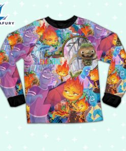 Disney Pixar Elemental Ember and Wade Umbrella Tropical Summer Pajamas Set - Movie Cartoon Holiday Pajamas