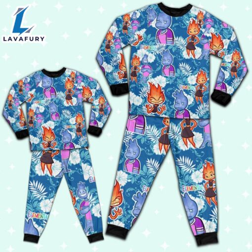 Disney Pixar Elemental Wade and Ember Emotion Blue Pajamas Set – Movie Cartoon Holiday Pajamas