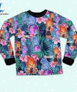 Disney Pixar Elemental Wade and Ember Emotion Tropical Summer Pajamas Set - Movie Cartoon Holiday Pajamas