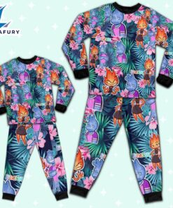 Disney Pixar Elemental Wade and Ember Emotion Tropical Summer Pajamas Set - Movie Cartoon Holiday Pajamas