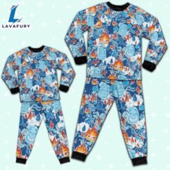 Disney Pixar Seamless Elemental Ember and Wade Summer Beach Tropical Blue Pajamas Set - Movie Cartoon Holiday Pajamas