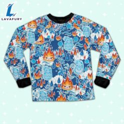 Disney Pixar Seamless Elemental Ember and Wade Summer Beach Tropical Blue Pajamas Set - Movie Cartoon Holiday Pajamas