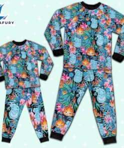 Disney Pixar Seamless Elemental Ember and Wade Summer Tropical Pajamas Set - Movie Cartoon Holiday Pajamas