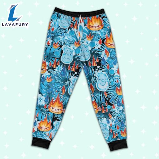 Disney Pixar Seamless Elemental Ember and Wade Tropical Blue Pajamas Set – Movie Cartoon Holiday Pajamas