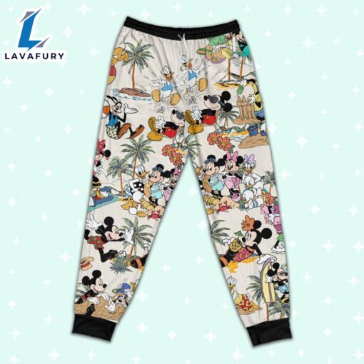 Disney Retro Mickey Friends Summer Beach Palm Tree Pajamas Set – Movie Cartoon Holiday Pajamas