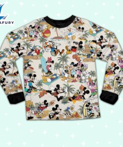 Disney Retro Mickey Friends Summer Beach Palm Tree Pajamas Set - Movie Cartoon Holiday Pajamas