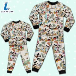 Disney Retro Mickey Friends Summer Beach Palm Tree Pajamas Set - Movie Cartoon Holiday Pajamas