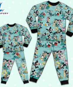 Disney Retro Mickey Friends Summer Pajamas Set - Movie Cartoon Holiday Pajamas