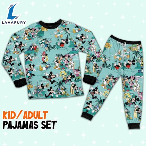 Disney Retro Mickey Friends Summer Pajamas Set – Movie Cartoon Holiday Pajamas