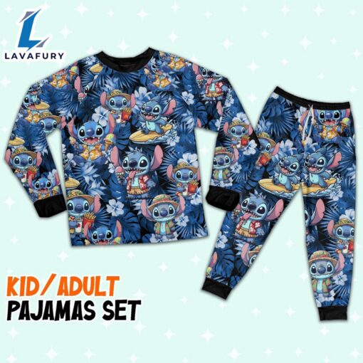 Disney Stitch Funny Summer Vacation Pajamas Set – Movie Cartoon Holiday Pajamas