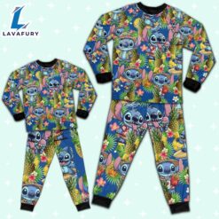 Disney Stitch Seamless Pineapple Summer Tropical Pajamas Set - Movie Cartoon Holiday Pajamas