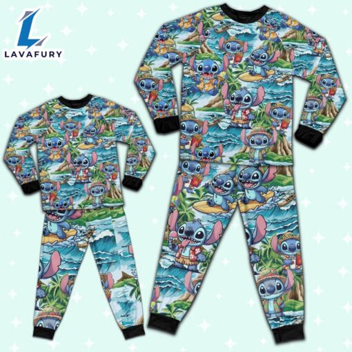 Disney Stitch Summer Tropical Aloha Pajamas Set – Movie Cartoon Holiday Pajamas