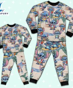 Disney Stitch Summer Vacation Pajamas Set - Movie Cartoon Holiday Pajamas