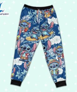 Disney Stitch Tropical Flower Summer Blue Pajamas Set - Movie Cartoon Holiday Pajamas