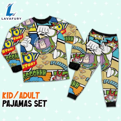 Disney Toy Story Buzz Lightyear Action Comic Pajamas Set – Family Disneyland Matching Pajamas Set