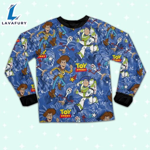 Disney Toy Story Summer Tropical Blue Pajamas Set – Movie Cartoon Holiday Pajamas