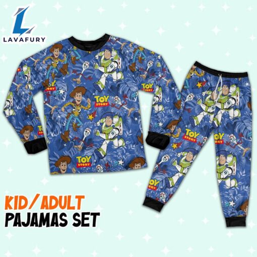 Disney Toy Story Summer Tropical Blue Pajamas Set – Movie Cartoon Holiday Pajamas