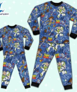 Disney Toy Story Summer Tropical Blue Pajamas Set - Movie Cartoon Holiday Pajamas