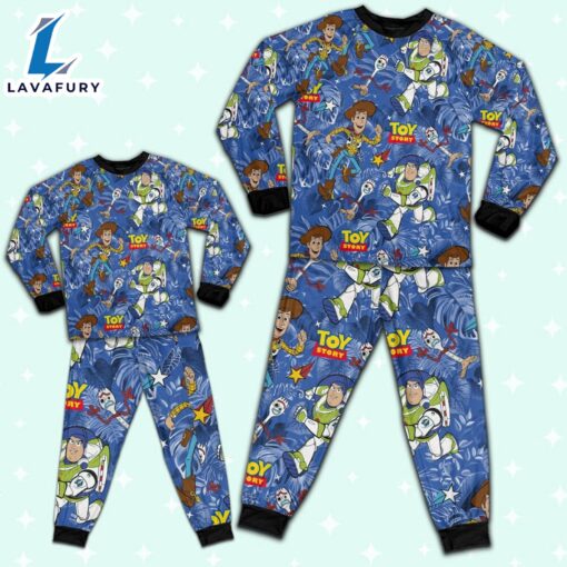 Disney Toy Story Summer Tropical Blue Pajamas Set – Movie Cartoon Holiday Pajamas