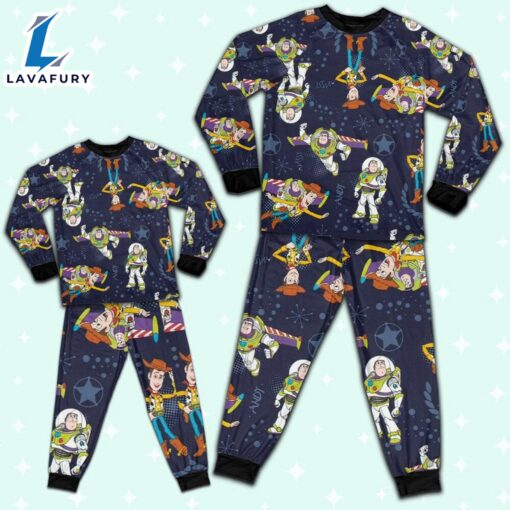 Disney Toy Story Woody and Buzz Lightyear Dark Blue Pajamas Set – Movie Cartoon Holiday Pajamas