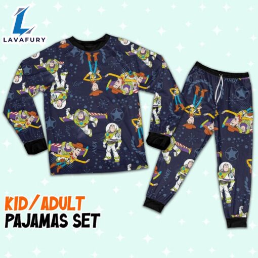 Disney Toy Story Woody and Buzz Lightyear Dark Blue Pajamas Set – Movie Cartoon Holiday Pajamas