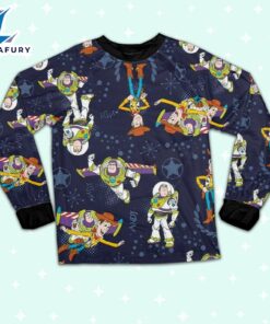 Disney Toy Story Woody and Buzz Lightyear Dark Blue Pajamas Set - Movie Cartoon Holiday Pajamas