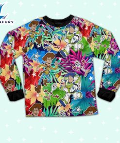 Disney Toy Story Woody Buzz Lightyear Forky Summer Tropical Awesome Pajamas Set - Movie Cartoon Holiday Pajamas