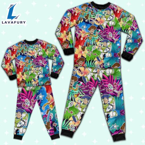 Disney Toy Story Woody Buzz Lightyear Forky Summer Tropical Awesome Pajamas Set – Movie Cartoon Holiday Pajamas