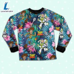 Disney Toy Story Woody Buzz Lightyear Forky Tropical Pattern Pajamas Set - Movie Cartoon Holiday Pajamas