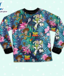 Disney Toy Story Woody Buzz Lightyear Forky Tropical Pattern Pajamas Set - Movie Cartoon Holiday Pajamas