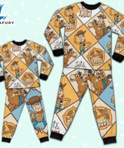 Disney Toy Story Woody Sherif Argyle Let's Ride Pajamas Set - Movie Cartoon Holiday Pajamas